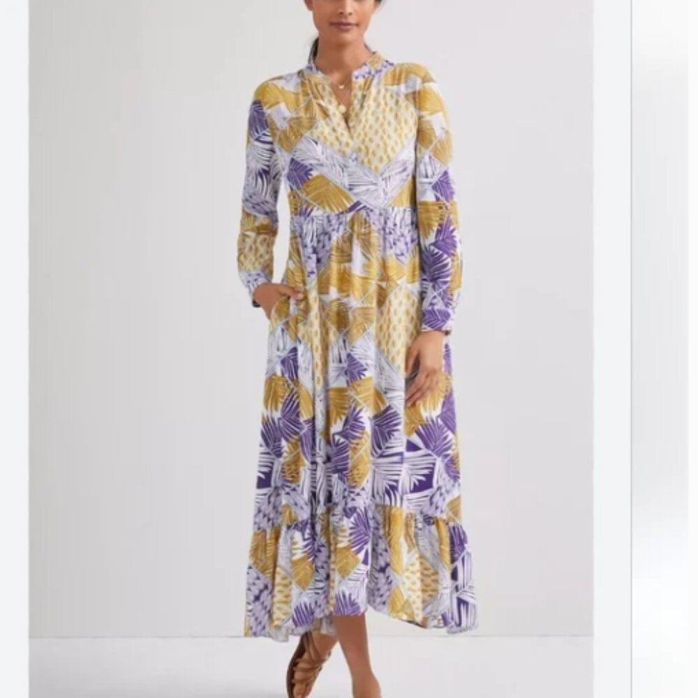 Anthropologie Maxi Dress in Yellow, Purple, White